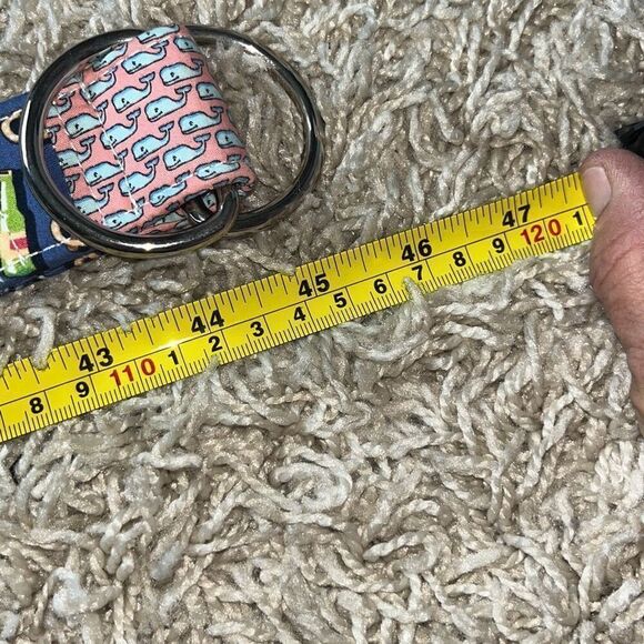 Vineyard Vines 100% Cotton Fabric Pink Blue Flower Flag Fish Belt Women’s Small - Picture 7 of 13